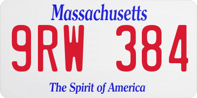 MA license plate 9RW384