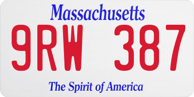 MA license plate 9RW387