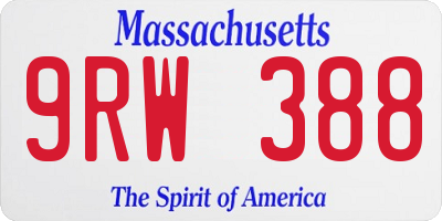 MA license plate 9RW388