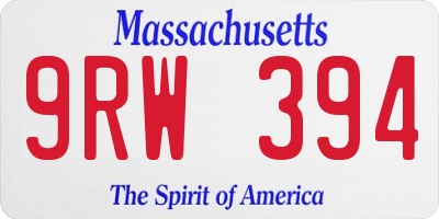MA license plate 9RW394