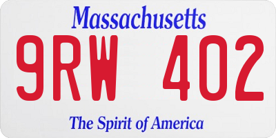 MA license plate 9RW402