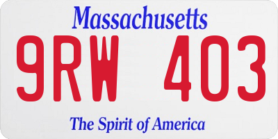 MA license plate 9RW403