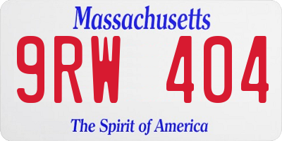 MA license plate 9RW404