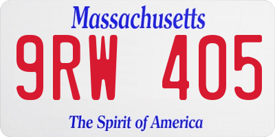 MA license plate 9RW405