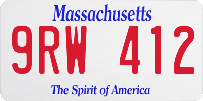 MA license plate 9RW412
