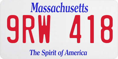 MA license plate 9RW418