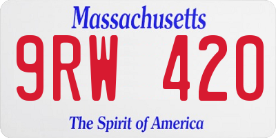 MA license plate 9RW420
