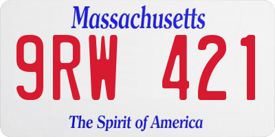MA license plate 9RW421