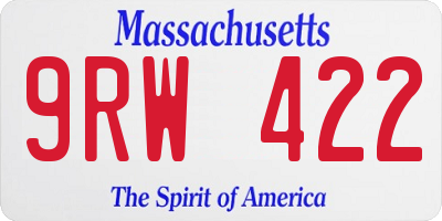 MA license plate 9RW422