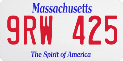 MA license plate 9RW425
