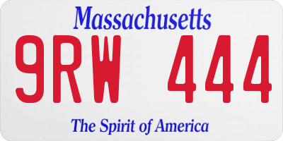 MA license plate 9RW444