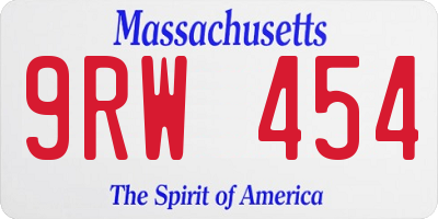 MA license plate 9RW454