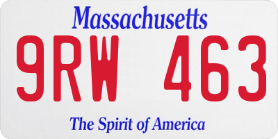 MA license plate 9RW463