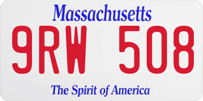 MA license plate 9RW508