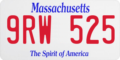 MA license plate 9RW525