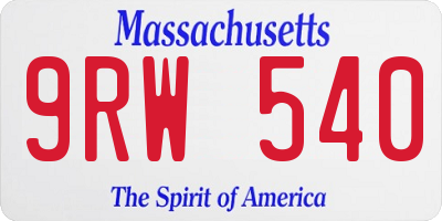 MA license plate 9RW540