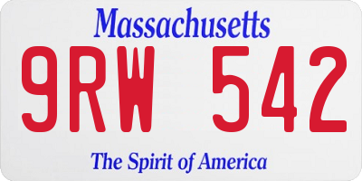 MA license plate 9RW542