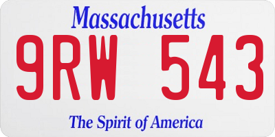 MA license plate 9RW543