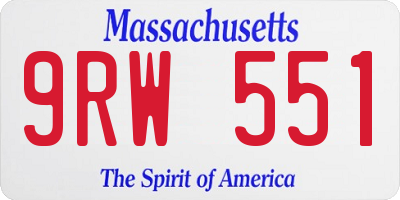 MA license plate 9RW551