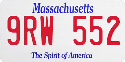 MA license plate 9RW552