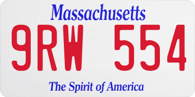 MA license plate 9RW554