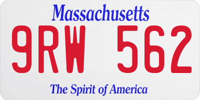 MA license plate 9RW562