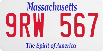 MA license plate 9RW567