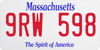MA license plate 9RW598
