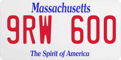 MA license plate 9RW600