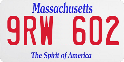 MA license plate 9RW602