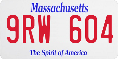 MA license plate 9RW604