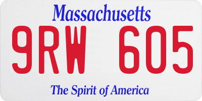 MA license plate 9RW605