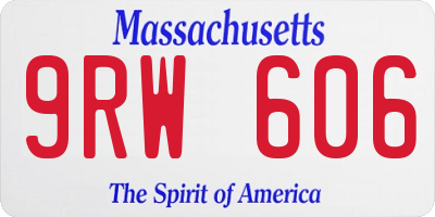 MA license plate 9RW606