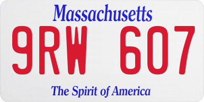 MA license plate 9RW607