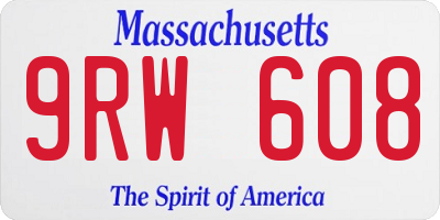 MA license plate 9RW608