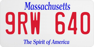 MA license plate 9RW640