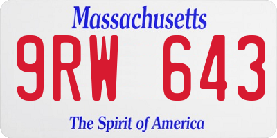 MA license plate 9RW643