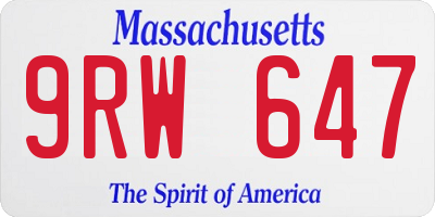 MA license plate 9RW647