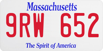 MA license plate 9RW652