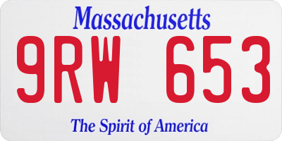MA license plate 9RW653