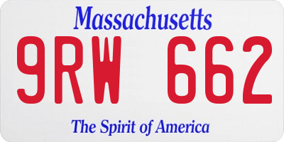 MA license plate 9RW662