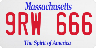 MA license plate 9RW666