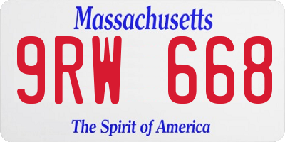 MA license plate 9RW668