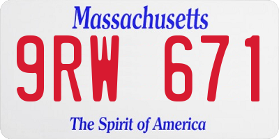 MA license plate 9RW671