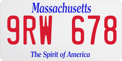 MA license plate 9RW678
