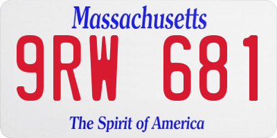 MA license plate 9RW681