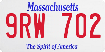 MA license plate 9RW702