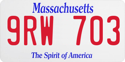 MA license plate 9RW703