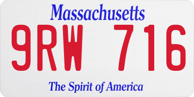 MA license plate 9RW716