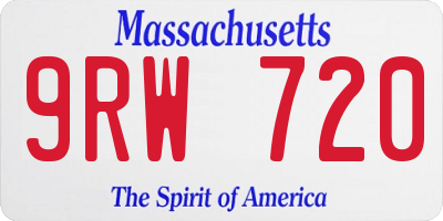 MA license plate 9RW720
